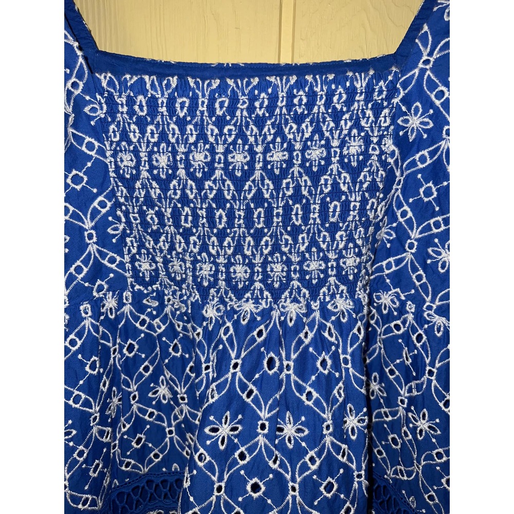 Lilly Pulitzer Size 14 DRESS Morrie Ruffle Sleeve Eyelet Smock Crochet Large NEW - Picture 11 of 14